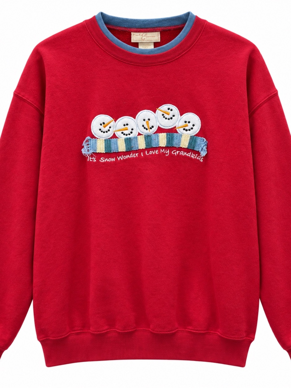 Vintage Christmas Snowman Applique Sweatshirt XL